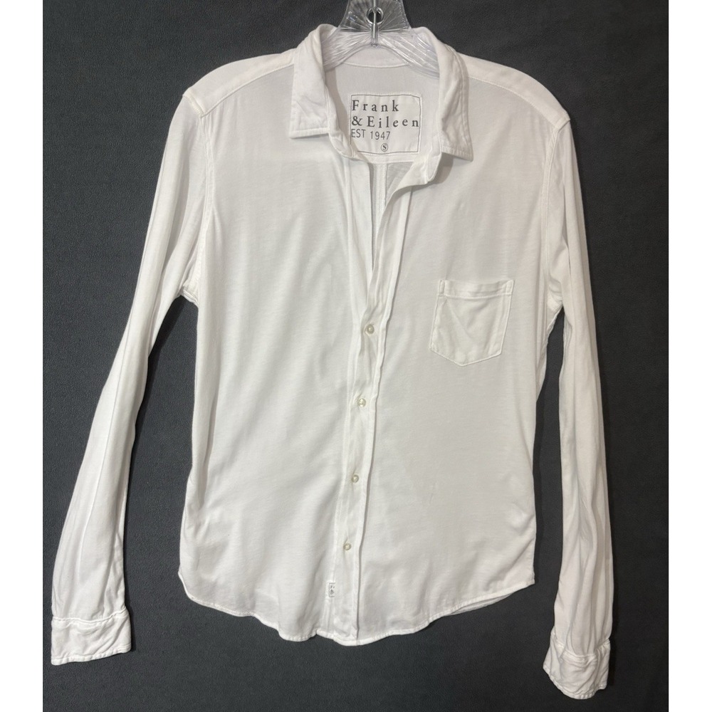 Frank & Eileen Small Tee  Lab Shirt  White Pearl Button Front Soft USA Made